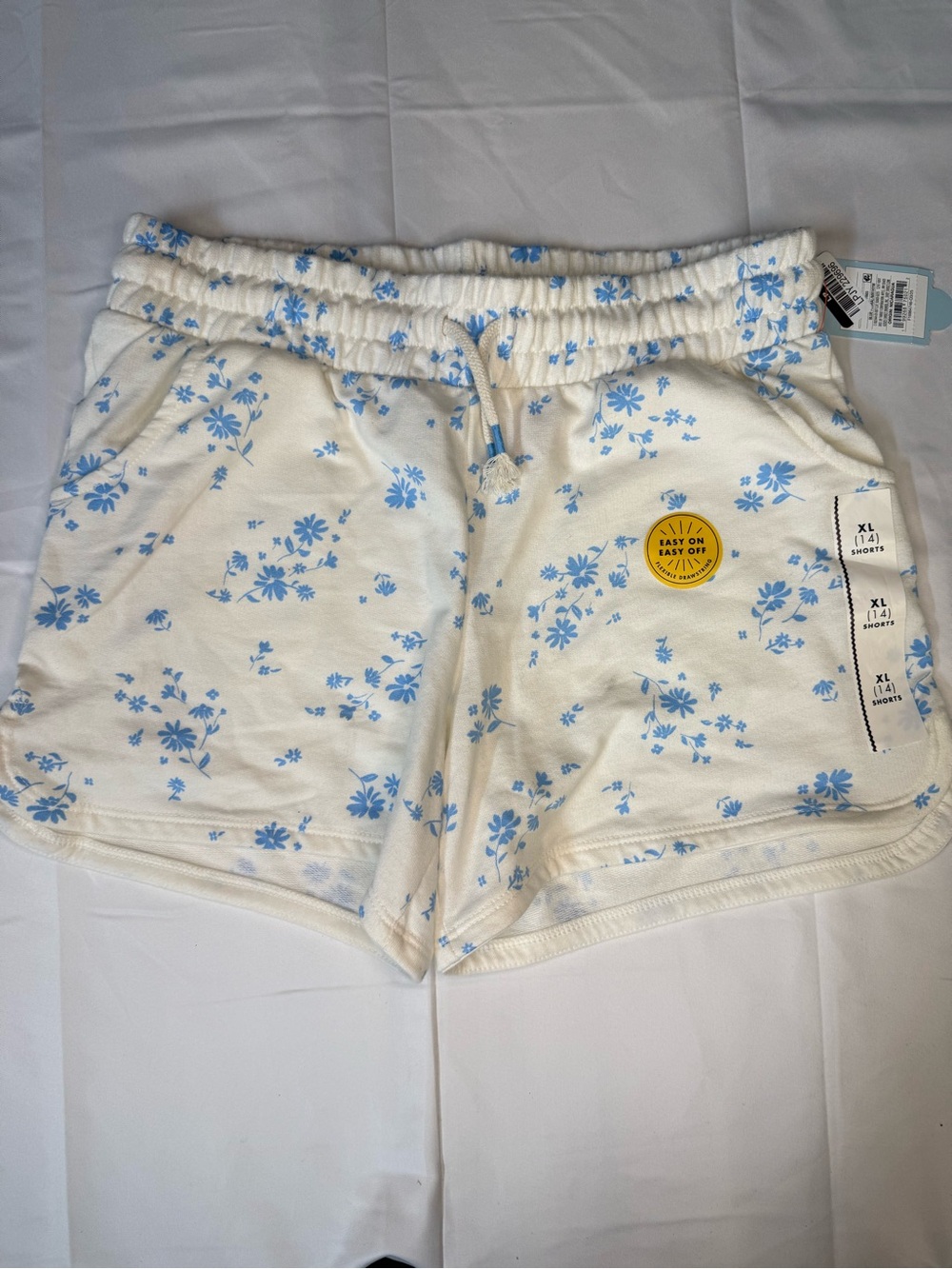 Cat & Jack Cream Athletic Shorts with Light Blue Floral Print